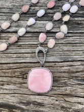 Pink Opal Square Pendant with Pave Diamond Border