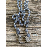 Grey Jade Beaded Necklace with Pave Diamond Clasp