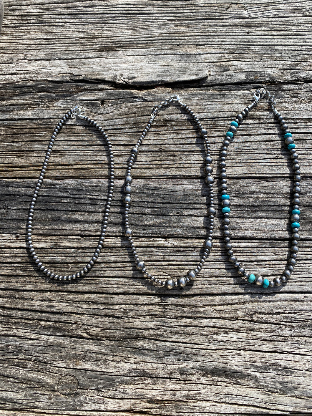 Navajo Pearl Silver Beaded Necklaces