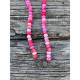 Bright Pink Opal Beaded Necklace with Pave Diamond Clasp
