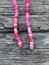 Bright Pink Opal Beaded Necklace with Pave Diamond Clasp
