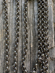 Oxidized Rolo Chain with Pave Diamond Connector, clasp and Jump Ring
