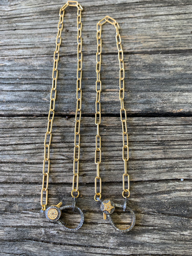 Matte Gold & Pave Carabiner Clasp Necklace — MaddAlex Designs
