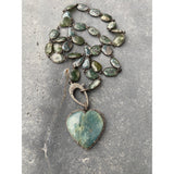 Moss Agate Bezel Necklace with Pave Diamond Clasp