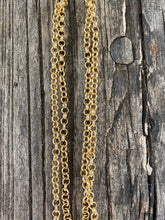 Gold Plated Rolo Chain Necklace with Pave Diamond Clasp