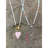 Aquamarine Imperial Jasper Beaded Necklace with Pave Diamond Clasp