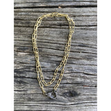 Matte Gold Paperclip Chain Necklace with Pave Diamond Clasp