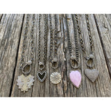 Sterling Silver Open Link Necklace with Pave Diamond Clasp