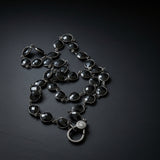 Black Spinel Bezel Necklace with Pave Diamond Clasp