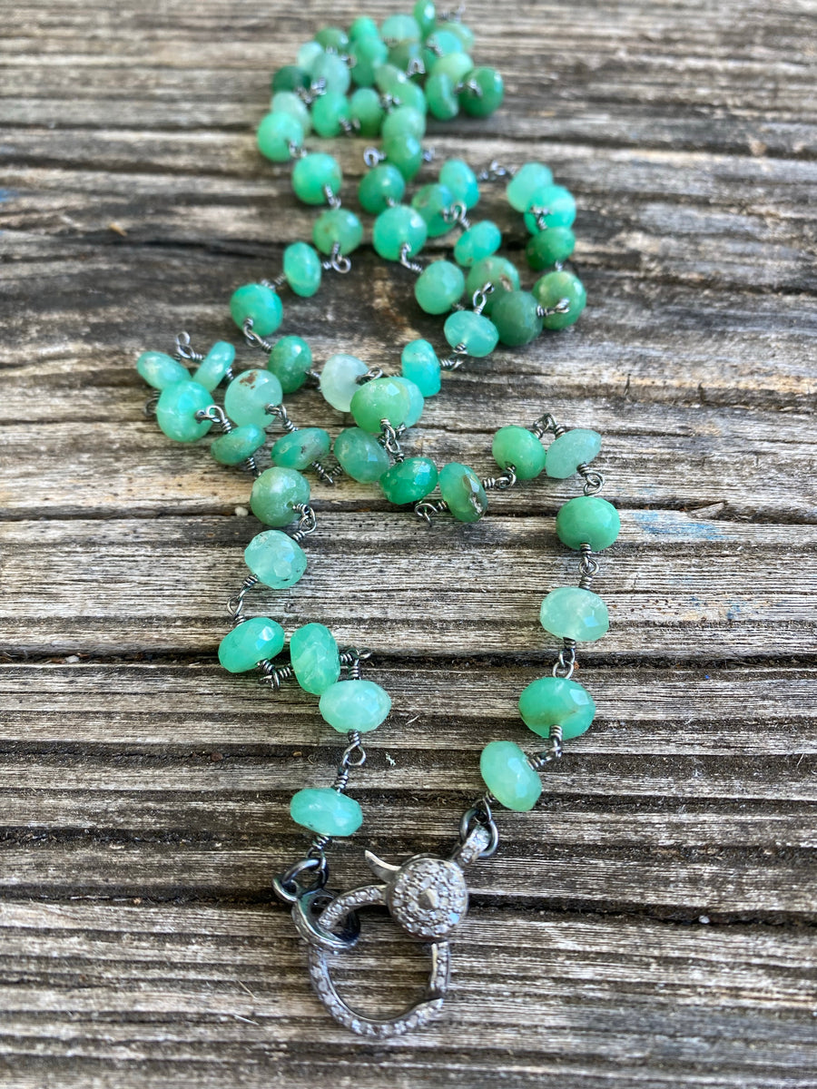 Chrysoprase Beaded Necklace with Pave Diamond Clasp – Ilissa MIchele ...