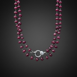 Ruby Faceted Beaded Necklace with Pave Diamond Clasp