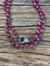 Ruby Faceted Beaded Necklace with Pave Diamond Clasp