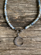 Blue Peruvian Opal Heishi Necklace with Pave Diamond Clasp
