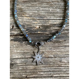 Labradorite Heishi Beaded Necklace with Pave Diamond Clasp