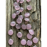 Pink Chalcedony Coin Bezel Necklace with Pave Diamond Clasp