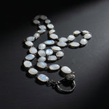 Moonstone Bezel Necklace with Pave Diamond Clasp