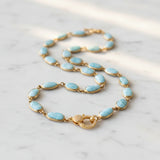 Larimar Bezel Necklace with Pave Diamond Clasp