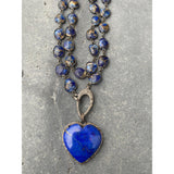 Copper Lapis Bezel Necklace with Pave Diamond Clasp