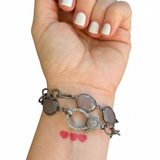 Gemstone and Silver Chain Bracelet with Pave Diamond Clasp
