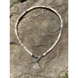 Heishi Australian Opal Beaded Necklace with Pave Diamond Clasp.
