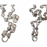 Chocolate Moonstone Coin Bezel Necklace with Pave Diamond Clasp