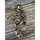 Watermelon Tourmaline Beaded Necklace with Pave Diamond Clasp