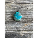 Chrysocolla and Pave Diamond Border Pendant