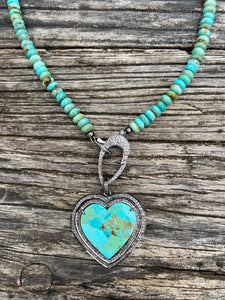 Turquoise Beaded Necklace with Pave Diamond Clasp