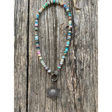 Heishi Beaded Necklace with Pave Diamond Clasp