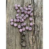Pink Chalcedony Coin Bezel Necklace with Pave Diamond Clasp