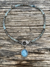 Copper Aquamarine Beaded Necklace with Pave Diamond Clasp