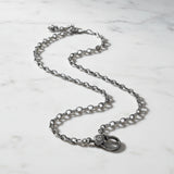 Etched Sterling Silver Chain with Pave Diamond Clasp