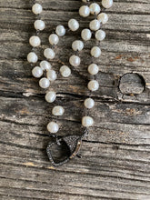 Fresh Water Pearl Beaded Necklace with Pave Diamond Clasp