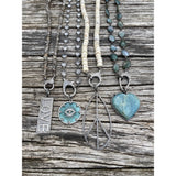 Chalcedony Disc with Evil Eye and Pave Diamond Pendant