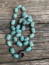 Amazonite Bezel Necklace with Pave Diamond Clasp