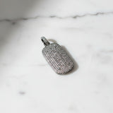 Pave Diamond Rectangle Dog Tag Pendant