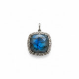 Pave Diamond Square Labradorite Pendant