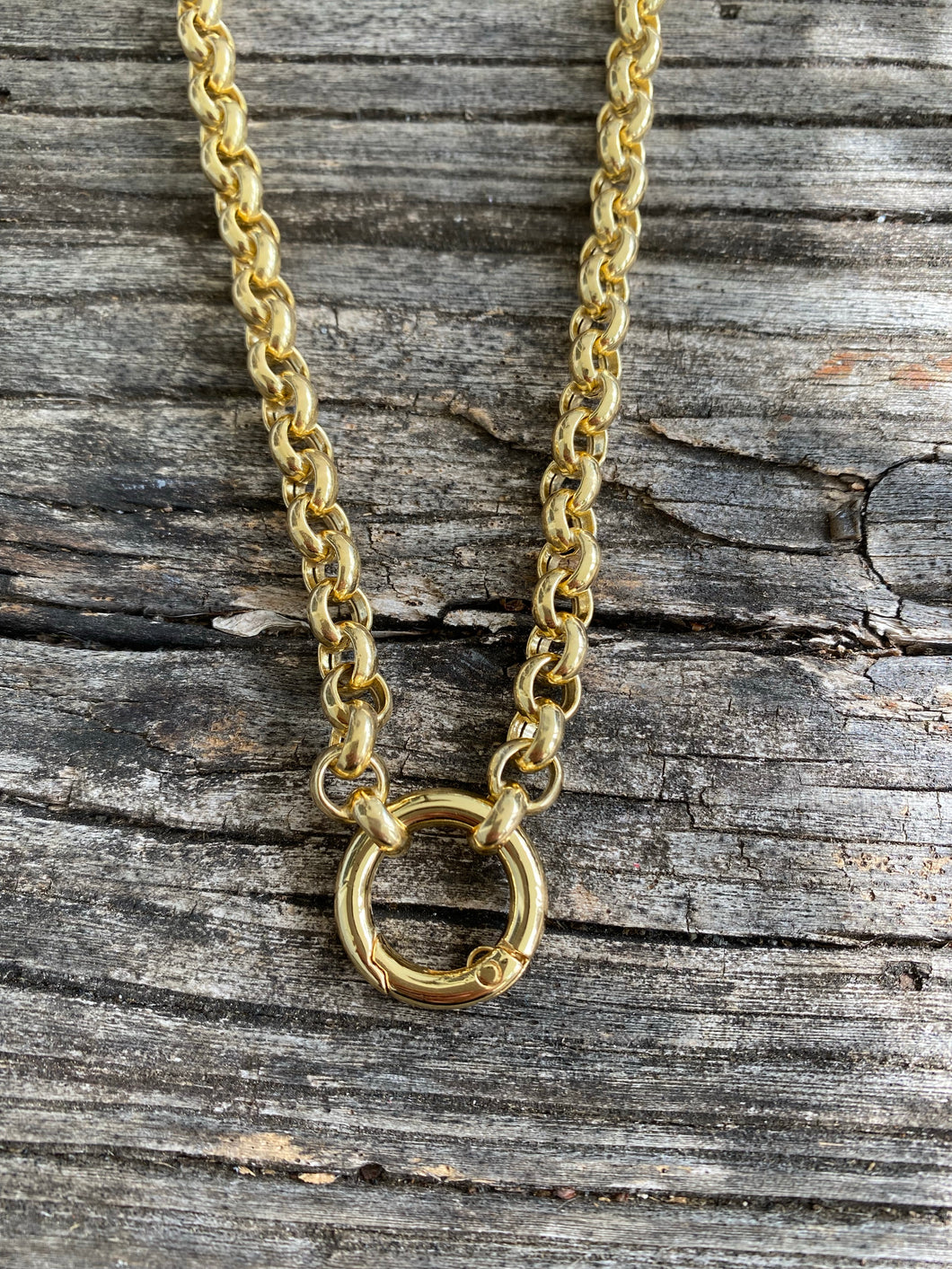 Sterling Silver with Gold Plating Rolo Chain with Round Clasp