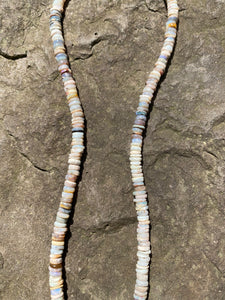 Heishi Australian Opal Beaded Necklace with Pave Diamond Clasp.