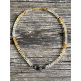 Citrine Heishi Beaded Necklace with Pave Diamond Clasp