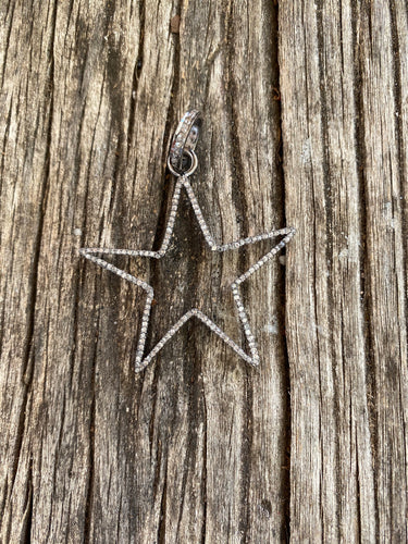 Pave Diamond Open Star Pendant