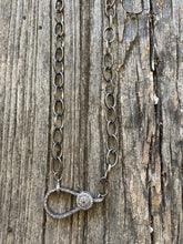 Sterling Silver Open Link Necklace with Pave Diamond Clasp