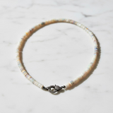 Heishi Australian Opal Beaded Necklace with Pave Diamond Clasp.