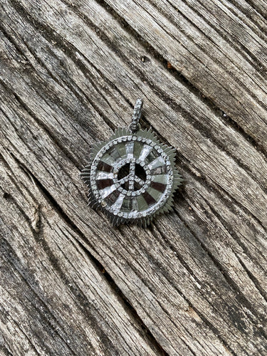 Pave Diamond Art Deco Peace Pendant