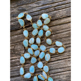 Larimar Necklace with Gold Pave Diamond Clasp. Pave Diamond Heart Pendant