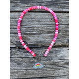 Bright Pink Opal Beaded Necklace with Pave Diamond Clasp