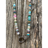 Heishi Beaded Necklace with Pave Diamond Clasp
