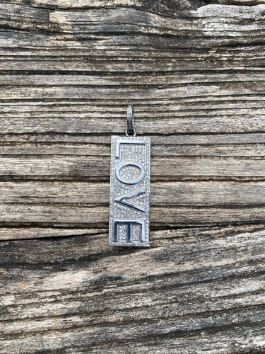 Bold Love Large Dog Tag Pave Diamond Pendant