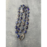 Copper Lapis Bezel Necklace with Pave Diamond Clasp