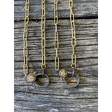 Paper Clip Gold Chain Necklace with Two Tone Clasp